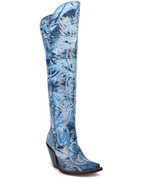 Image #1 - Dan Post Women's Moxie Tall Western Boots - Snip Toe , Blue, hi-res