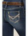 Image #2 - Rock & Roll Denim Women's Medium Wash Mid Rise Pleather Embroidered Pocket Bootcut Stretch Denim Jeans , Medium Wash, hi-res