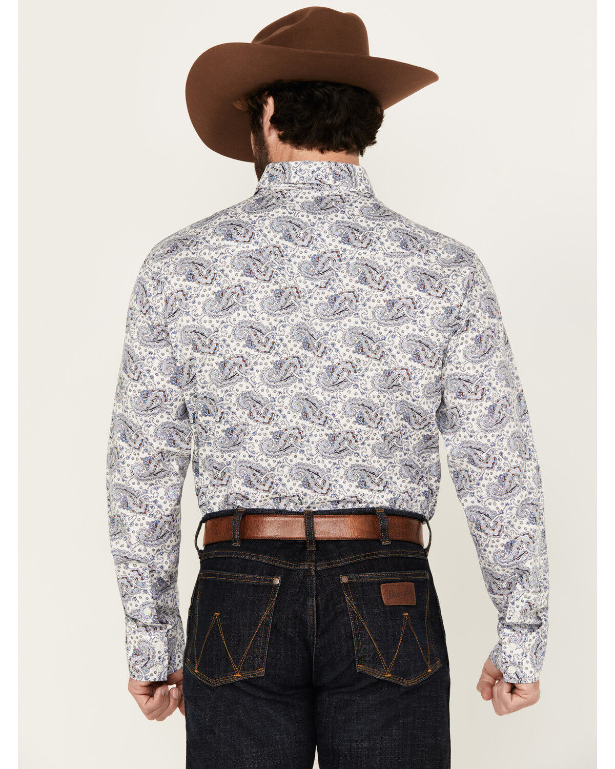 Image #4 - Rock & Roll Denim Men's Paisley Print Long Sleeve Button-Down Stretch Western Shirt, White, hi-res