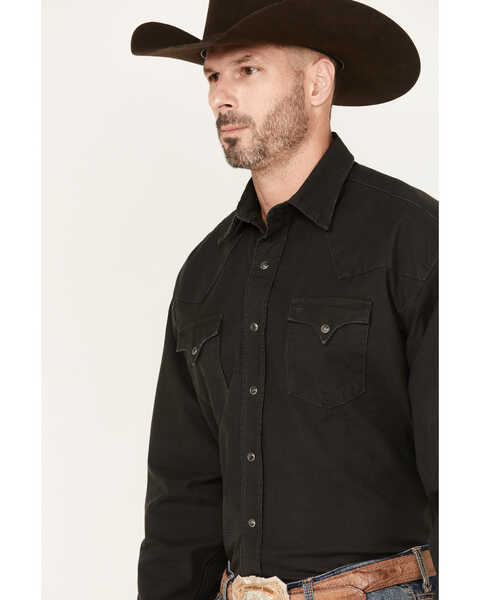 Image #2 - Stetson Men's Boot Barn Exclusive Original Rugged Solid Long Sleeve Shirt, Dark Grey, hi-res