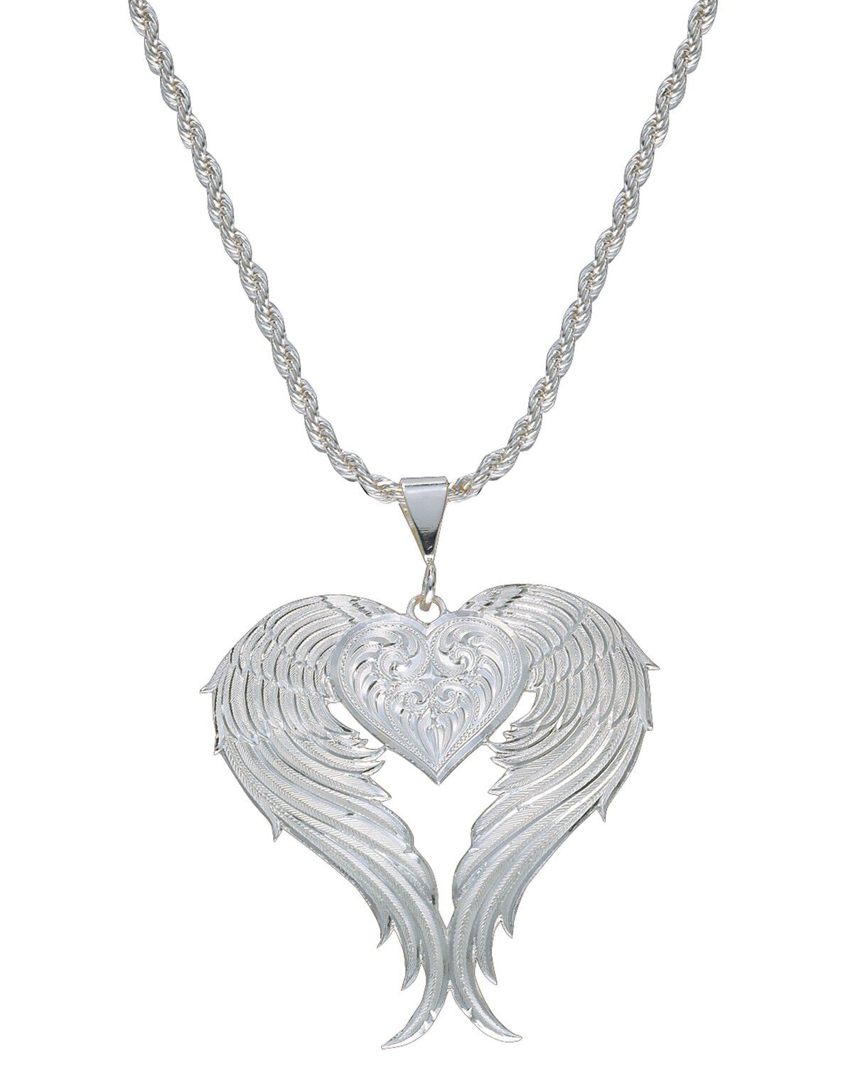 Image #1 - Montana Silversmiths Women's Silver Winged Heart Necklace, Silver, hi-res