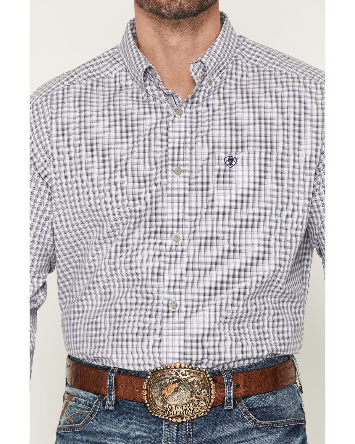 Image #3 - Ariat Men's Pro Series Blaire Plaid Print Long Sleeve Button-Down Western Shirt - Big, Grey, hi-res