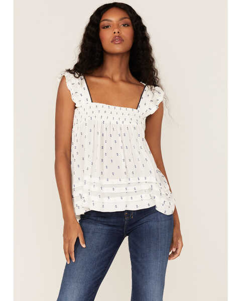 Band of the Free Women's Echo Ruffle Babydoll Top, White, hi-res