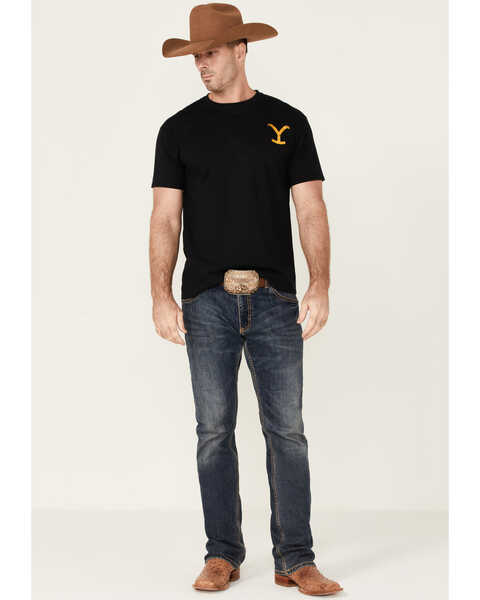 Changes Men's Yellowstone Dutton Ranch Gradient Rider Silhouette Graphic Short Sleeve T-Shirt  , Black, hi-res