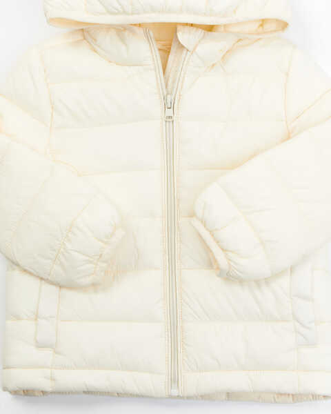 Image #1 - Urban Republic Little Girls' Quilted Packable Puffer Hooded Jacket, Cream, hi-res