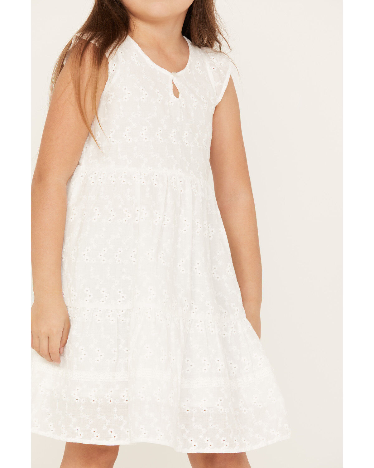 Image #3 - Shyanne Girls' Eyelet Western Dress, White, hi-res