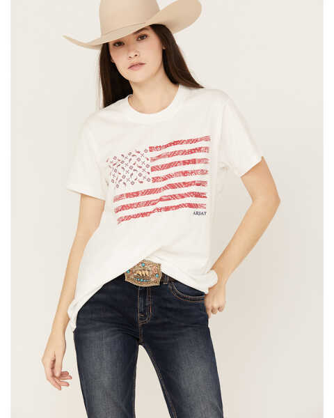Image #1 - Ariat Women's Small Town Graphic Short Sleeve Tee, White, hi-res