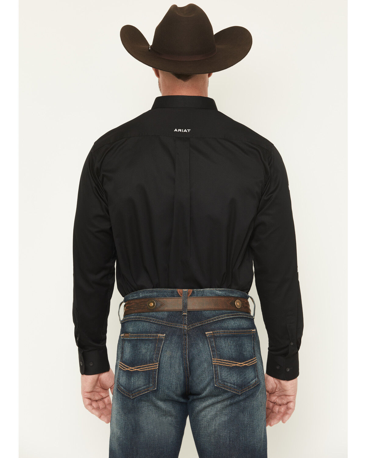 Image #4 - Ariat Men's Long Sleeve Logo Long Sleeve Western Shirt, Black, hi-res
