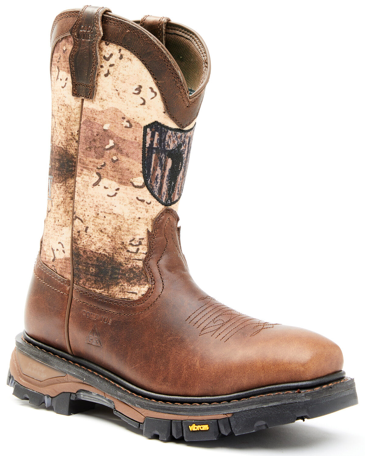 Image #1 - Cody James Men's Camo Flag Decimator Work Boot - Composite Toe, Brown, hi-res