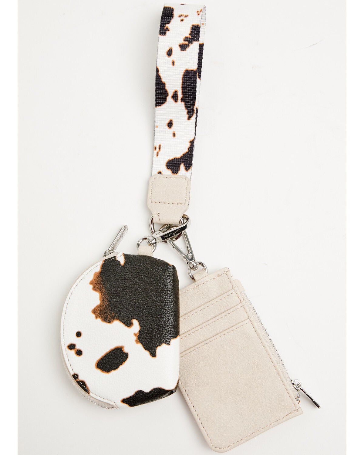 Image #5 - Wrangler Women's Boot Barn Exclusive Daisy Cow Print Dual Pouch Wristlet, Beige, hi-res