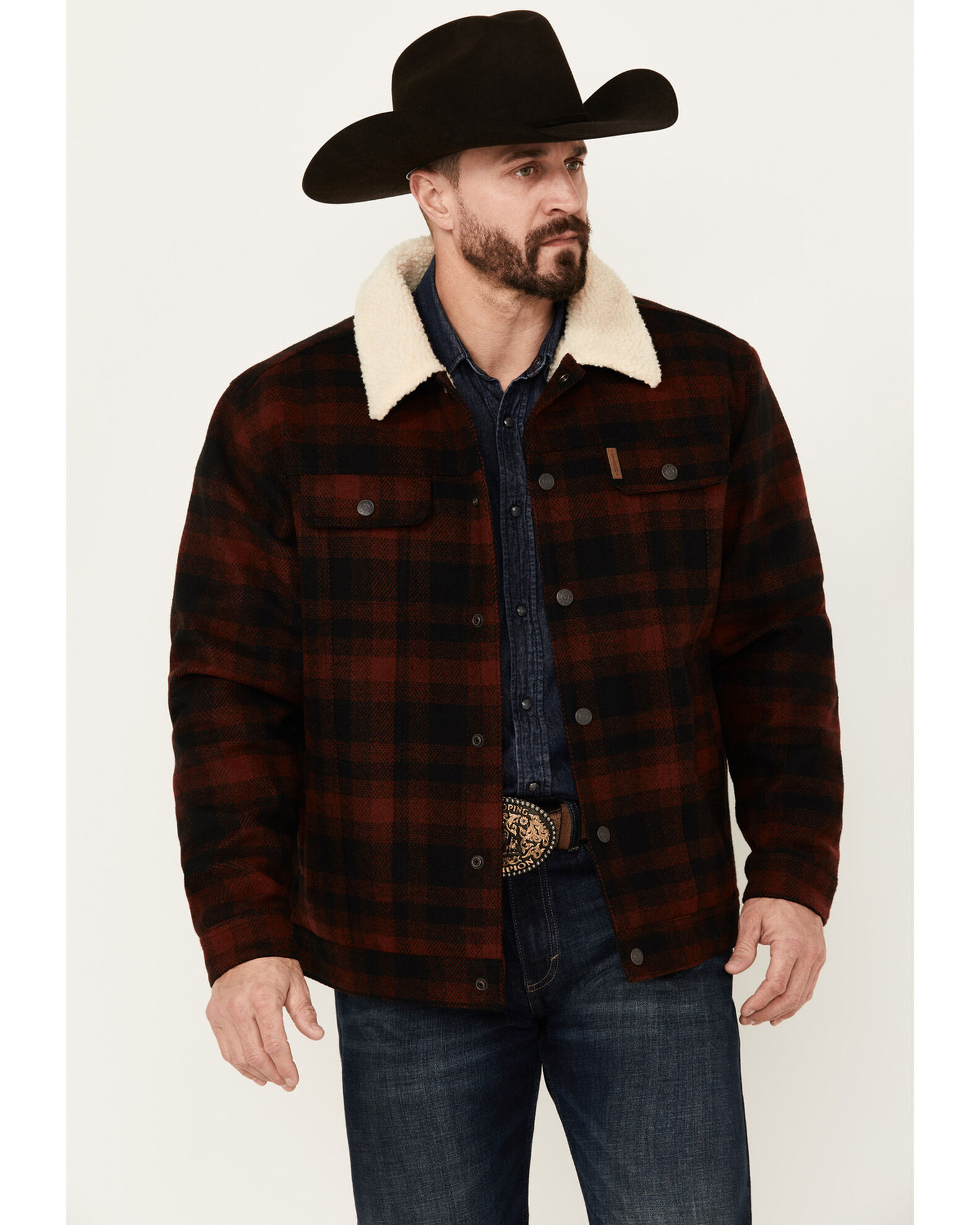 Cinch Men's Plaid Print Sherpa Lined Trucker Jacket | Sheplers