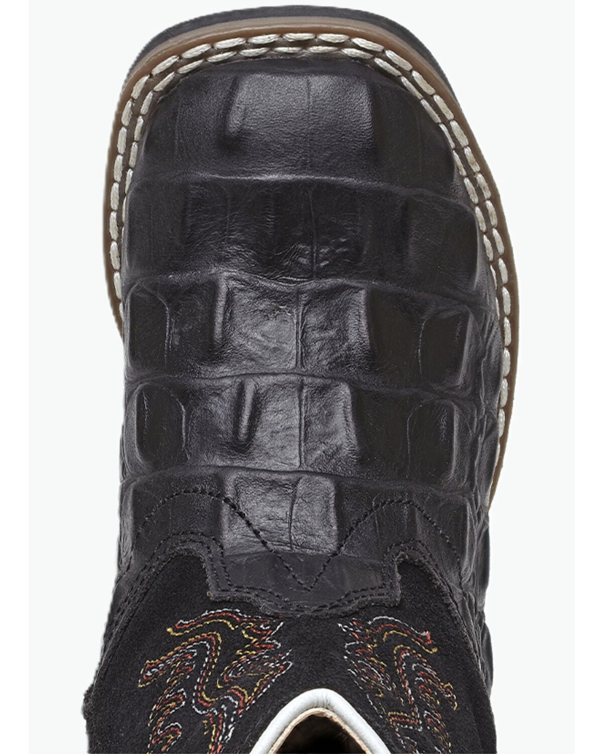 Image #6 - Old West Toddler Boys' Faux Alligator Western Boots - Broad Square Toe, Black, hi-res