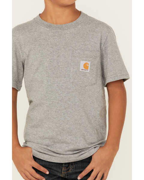 Image #3 - Carhartt Boys' Logo Pocket Short Sleeve T-Shirt, Charcoal, hi-res