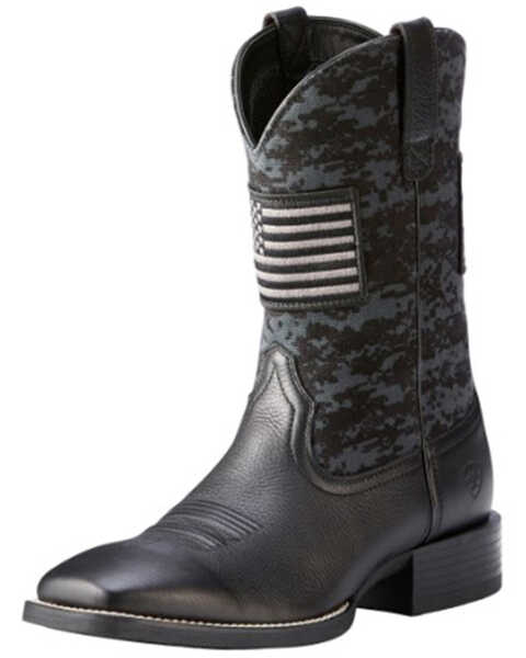 Ariat Men's Camo Sport Patriot Western Boots - Broad Square Toe , Black, hi-res