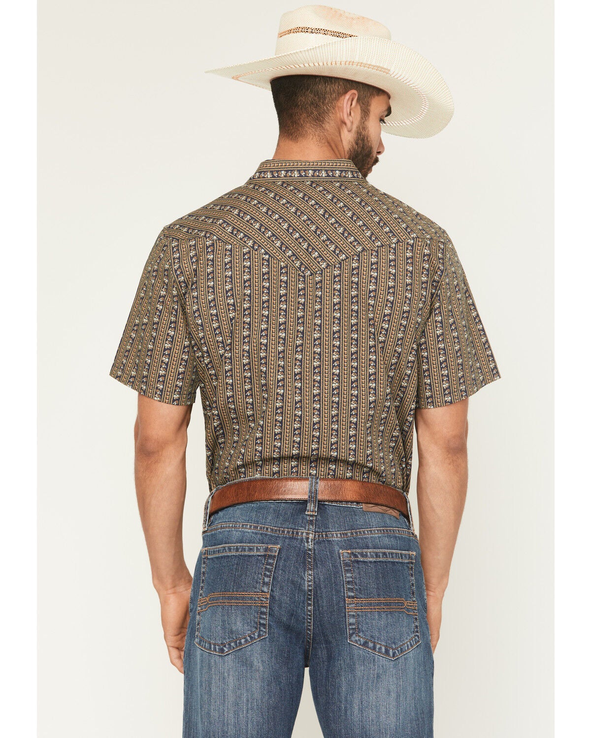 Image #4 - Gibson Trading Co Men's Evolve Floral Striped Short Sleeve Snap Western Shirt - Big, Navy, hi-res