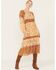 Image #1 - Miss Me Women's Floral Print Long Sleeve Midi Dress, Rust Copper, hi-res