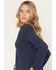 Image #2 - Originality Women's Whip Stitch Tie Front Sweater, Blue, hi-res