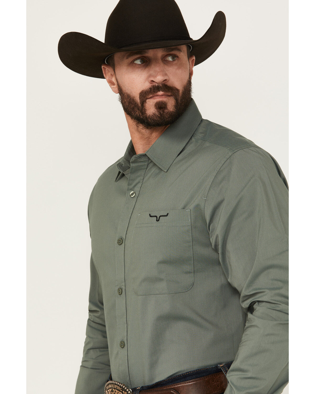 Image #2 - Kimes Ranch Men's Linville Long Sleeve Button-Down Performance Shirt, Light Blue, hi-res