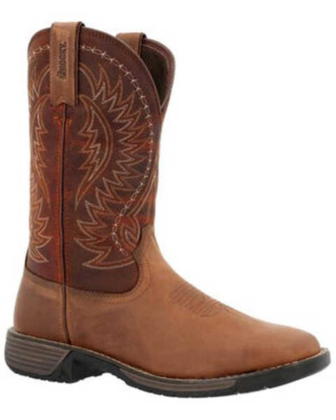 Rocky Men's Rugged Trail Pull-On Western Boots - Square Toe , Brown, hi-res