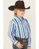 Image #3 - Wrangler Boys' Checotah Southwestern Striped Print Long Sleeve Snap Western Shirt, Blue, hi-res