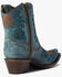 Image #4 - Circle G Women's Flower Embroidered Ankle Western Booties - Snip Toe, Blue, hi-res