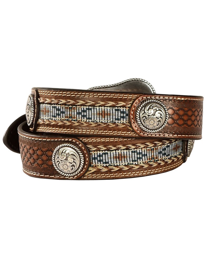Ariat Beaded Basketweave Leather belt Sheplers