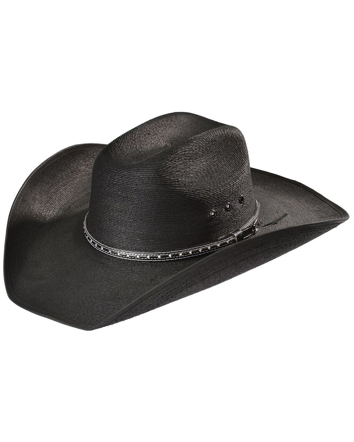 Image #1 - Bullhide Country Strong Palm Leaf Straw Cowboy Hat, Black, hi-res