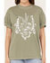 Image #3 - Girl Dangerous Women's Horseshoe Rose Boyfriend Graphic Tee, Green, hi-res