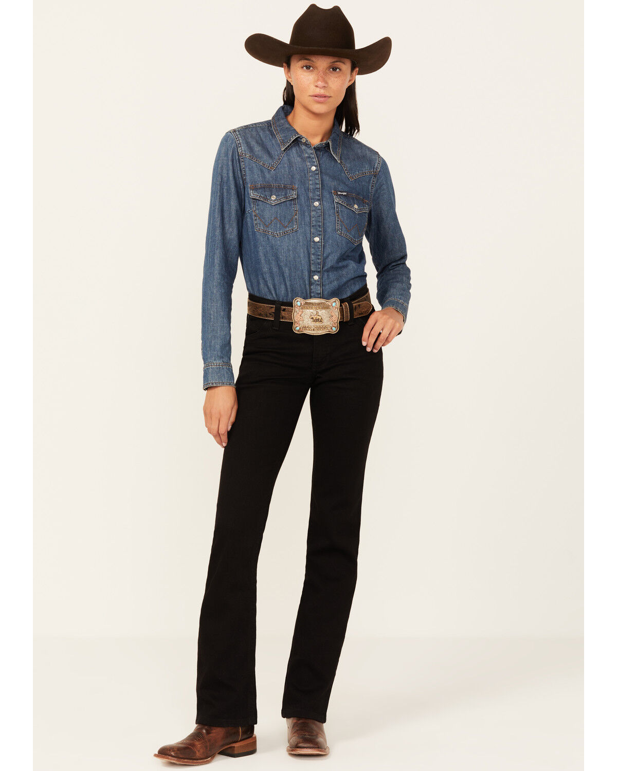 Image #1 - Wrangler Women's Willow Mid Rise Bootcut Ultimate Riding Jeans, Black, hi-res