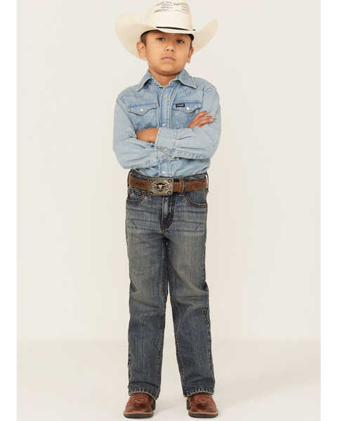 Image #3 - Cody James Boys' Steel Dust Medium Wash Mid Rise Stretch Slim Straight Jeans - Sizes 4-8, Blue, hi-res