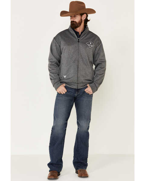 Image #1 - Cowboy Hardware Men's Gray Microfleece Zip-Up Jacket , Grey, hi-res