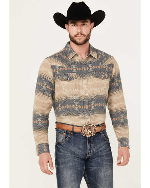 Cody James Men's Arrow Bear Southwestern Print Long Sleeve Snap Western Shirt, Tan, hi-res