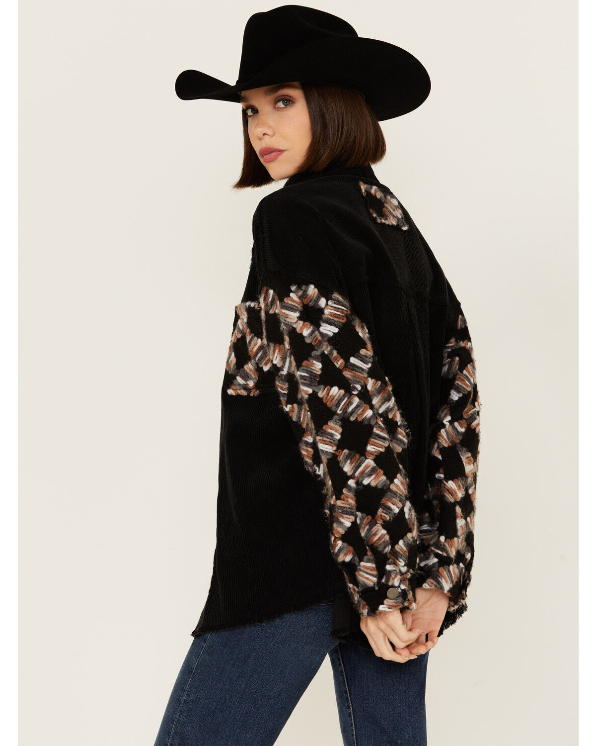 Image #2 - POL Women's Ribbon Detail Shacket, Black, hi-res