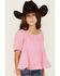 Image #2 - Hayden LA Girls' Puff Sleeve Top, Pink, hi-res