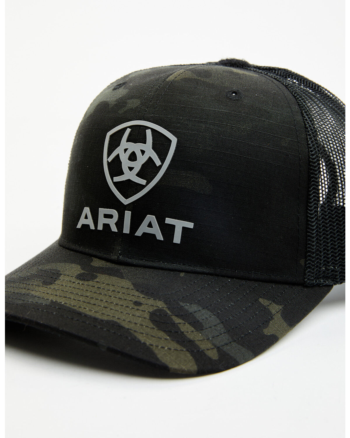 Image #2 - Ariat Men's Rubber Logo Patch Trucker Cap, Camouflage, hi-res