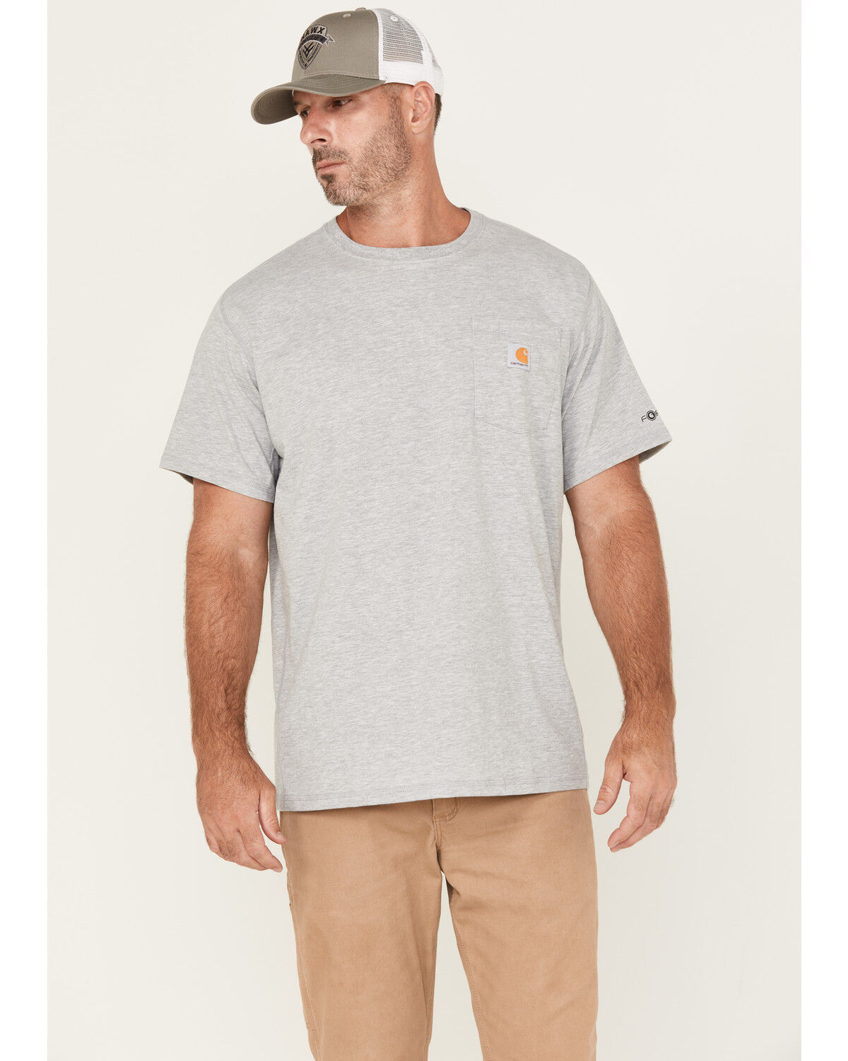 Image #1 - Carhartt Men's Force® Relaxed Fit Short Sleeve Pocket T-Shirt, Silver, hi-res
