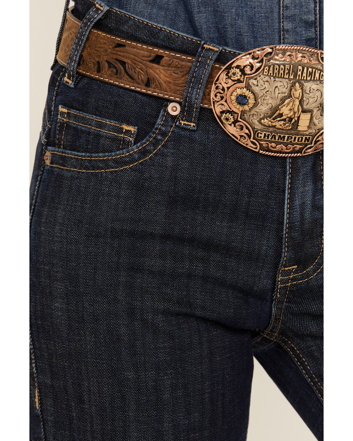 Image #2 - Rock & Roll Denim Women's Dark Wash Mid Rise Trouser Stretch Denim Jeans, Dark Wash, hi-res
