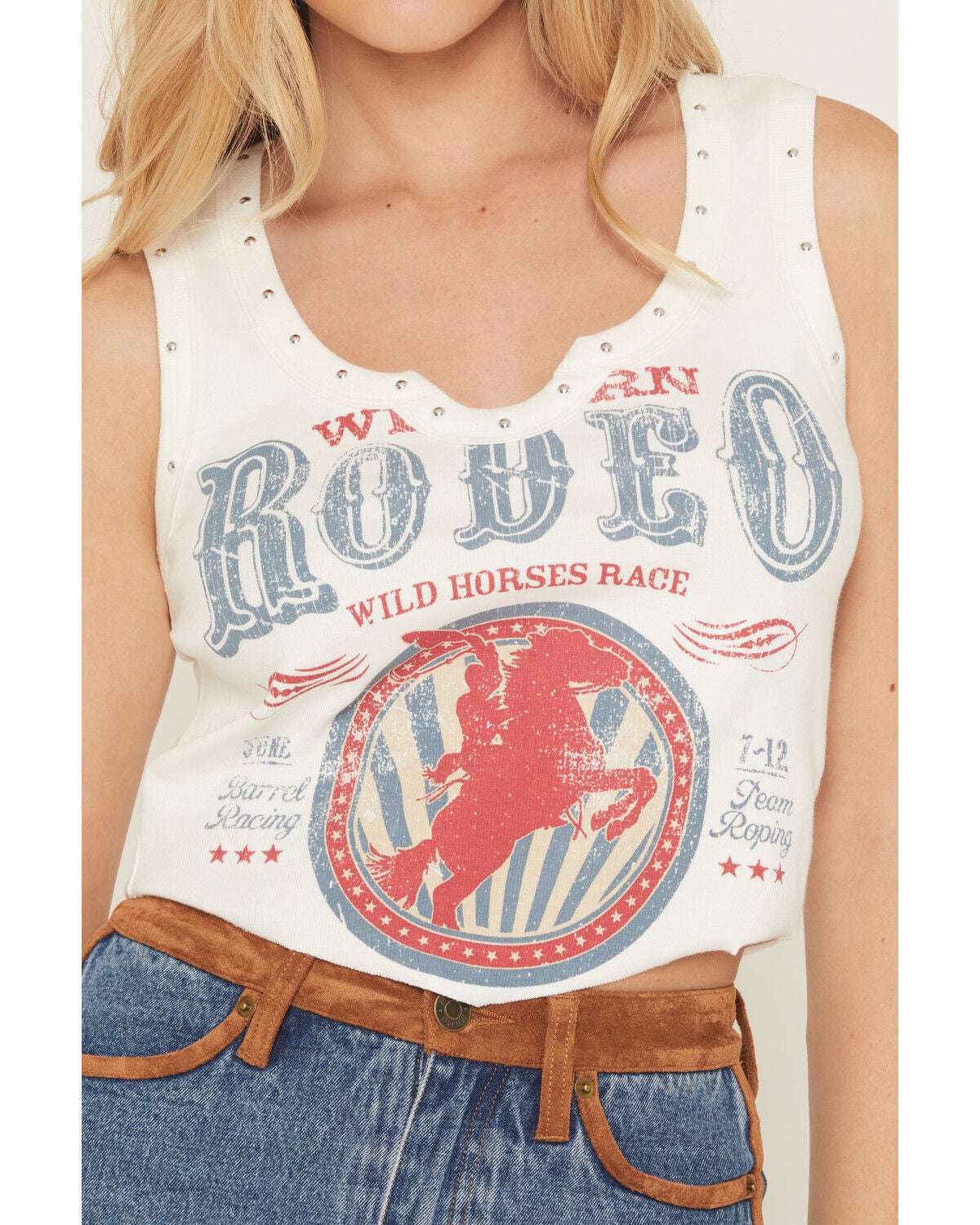 Image #3 - Blended Women's Rodeo Studded Tank, White, hi-res
