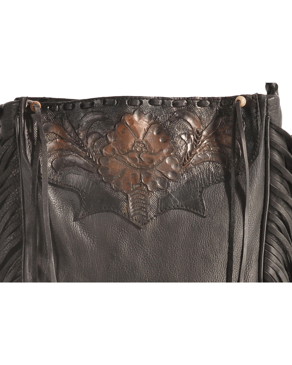 Image #2 - Kobler Leather Black Hand-Tooled Pouch Bag, Black, hi-res