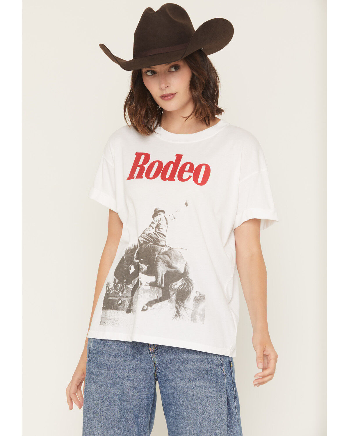 Image #1 - Girl Dangerous Women's Rodeo Horse Short Sleeve Graphic Tee, White, hi-res