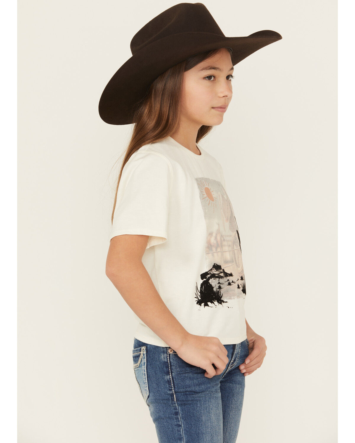 Image #2 - Shyanne Girls' Real Felt Scenic Short Sleeve Graphic Tee, Cream, hi-res