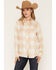 Image #1 - Idyllwind Women's Milligan Plaid Print Lurex Long Sleeve Pearl Snap Flannel Shirt, Cream, hi-res