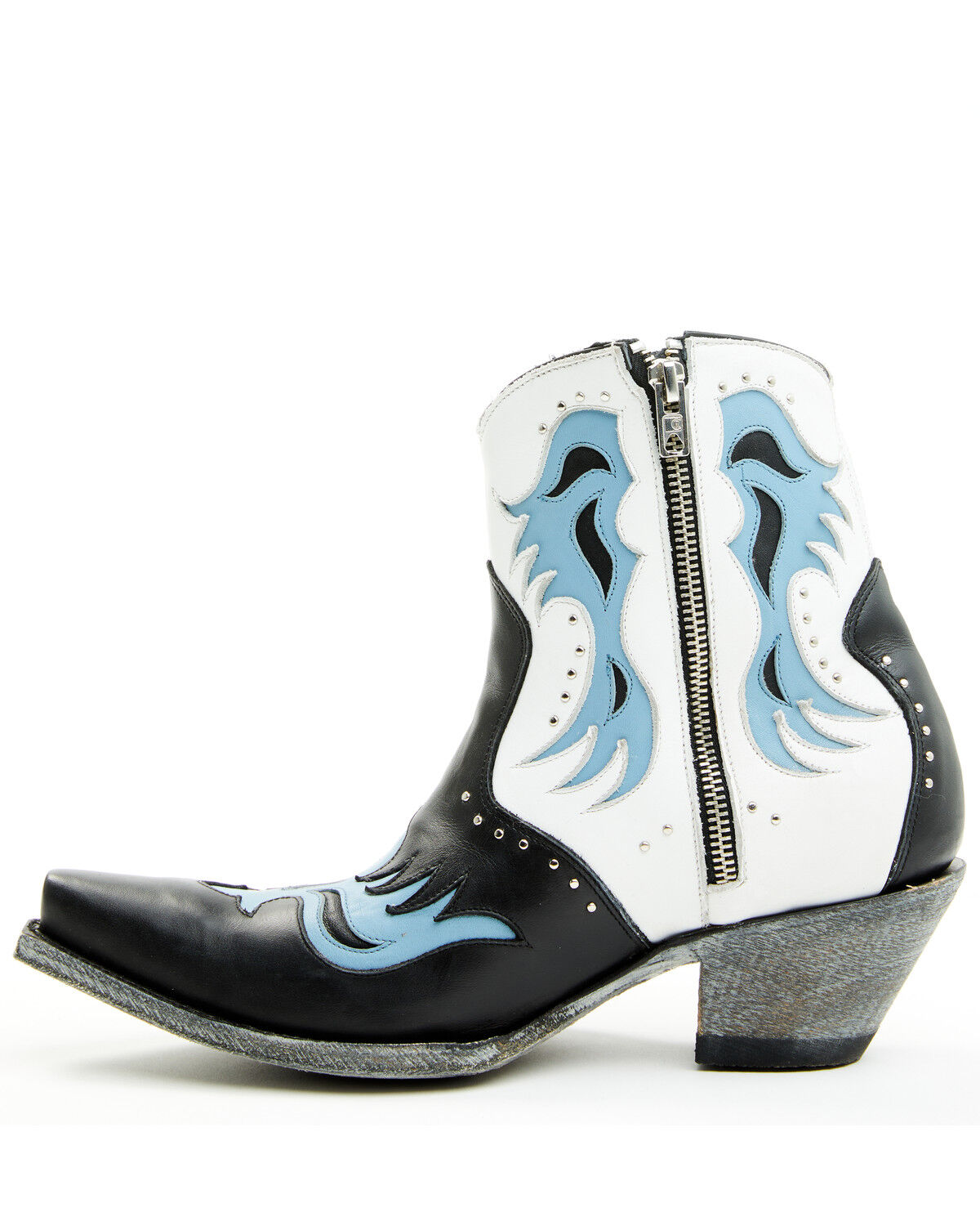 Image #3 - Old Gringo Women's Let Your Heart Western Booties - Snip Toe, Blue/white, hi-res
