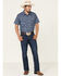Rock & Roll Denim Men's Paisley Print Short Sleeve Western Shirt , Blue, hi-res