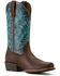 Image #1 - Ariat Women's Round Up Performance Western Boots - Square Toe, Blue, hi-res