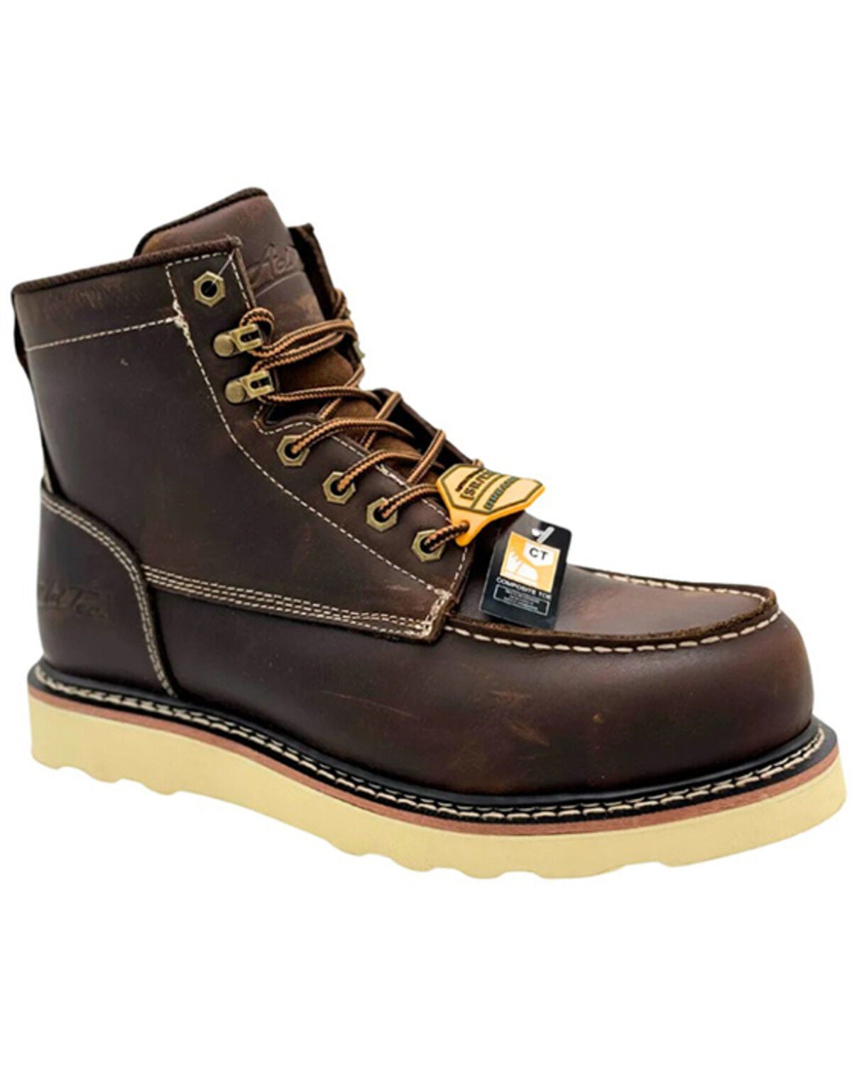 Image #1 - AdTec Men's 6" Rancho Moc Work Boots - Soft Toe, Dark Brown, hi-res