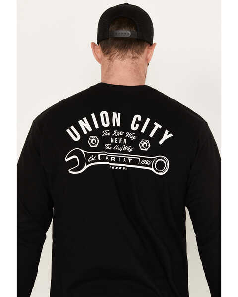 Image #4 - Ariat Men's Rebar Stretch Union City Long Sleeve Work T-Shirt, Black, hi-res