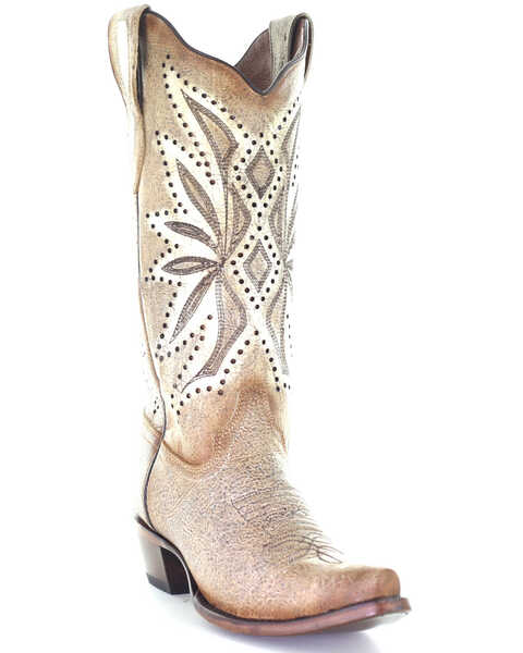 Image #1 - Circle G Women's Straw Laser & Embroidery Western Boots - Snip Toe, , hi-res