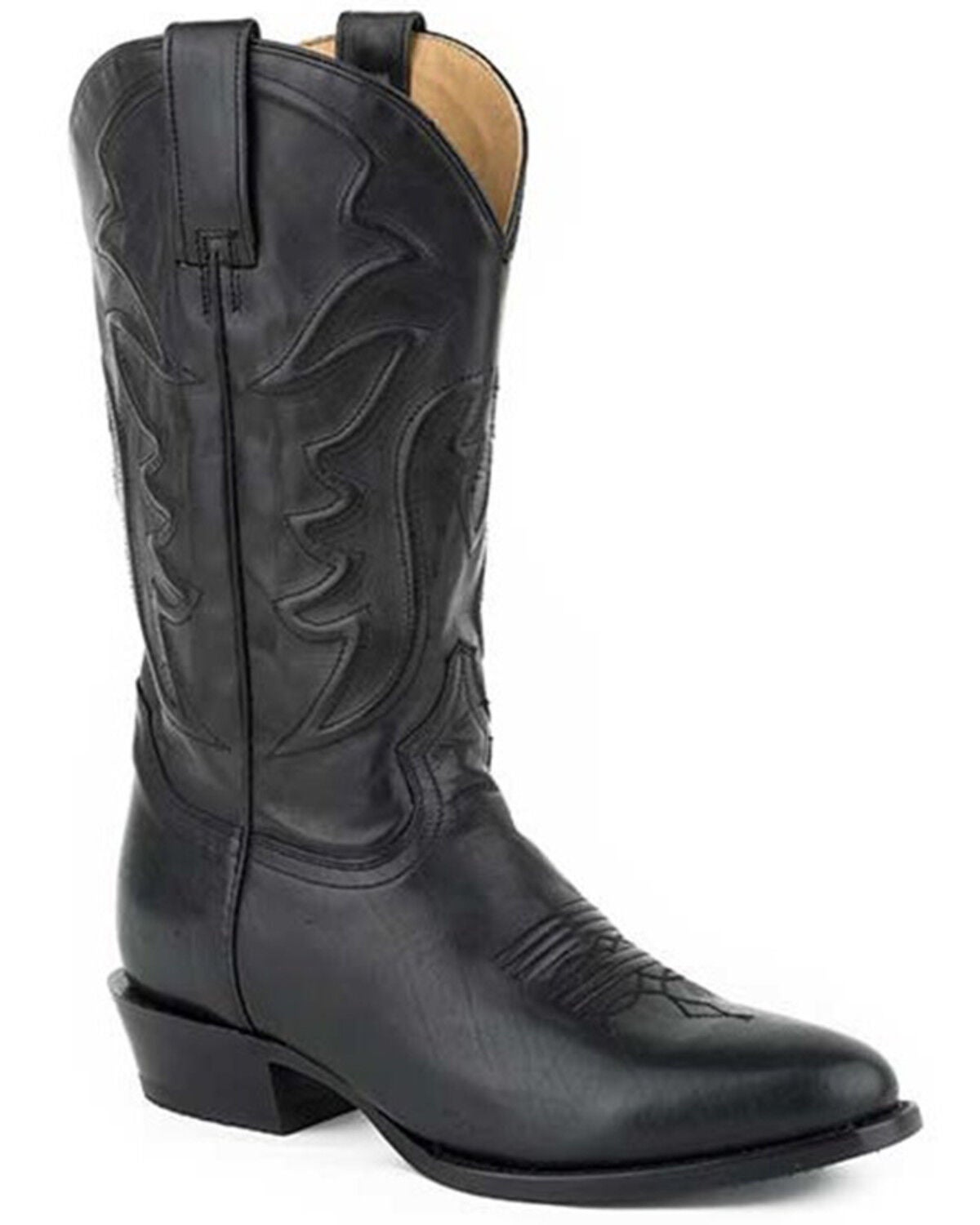 Stetson Men's Ames Corded Shaft Western Boots - Round Toe, Black, hi-res