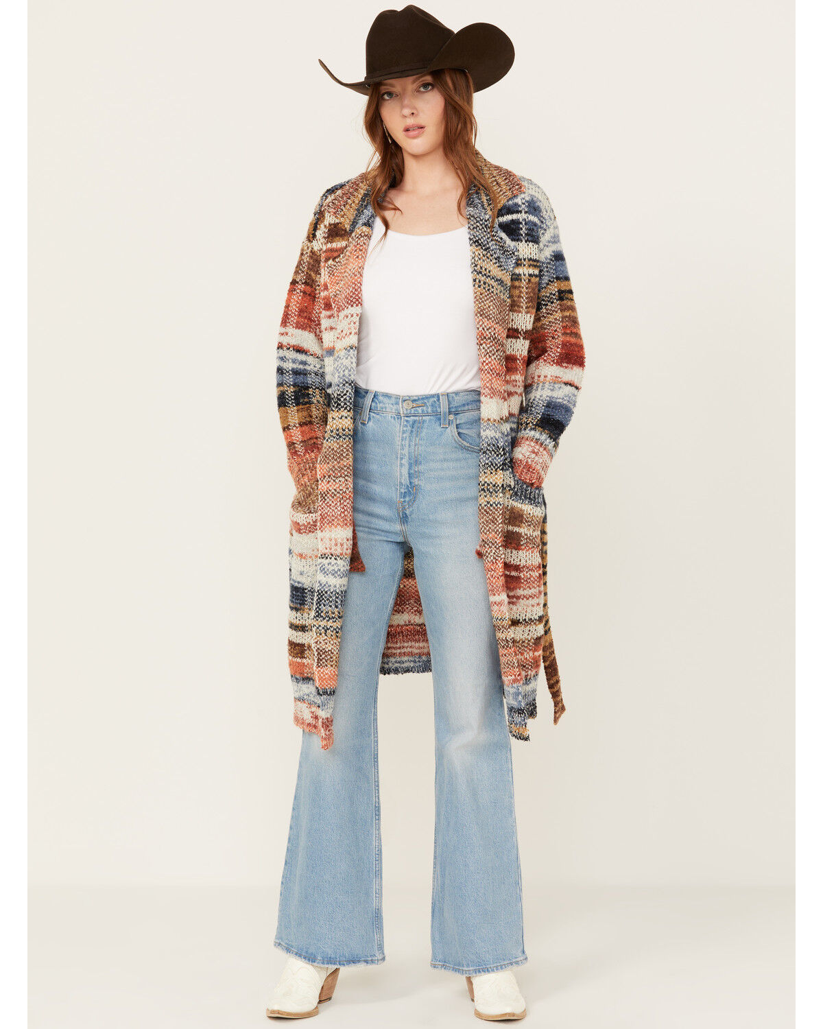 Image #1 - Room 34 Women's Striped Duster Cardigan, Multi, hi-res